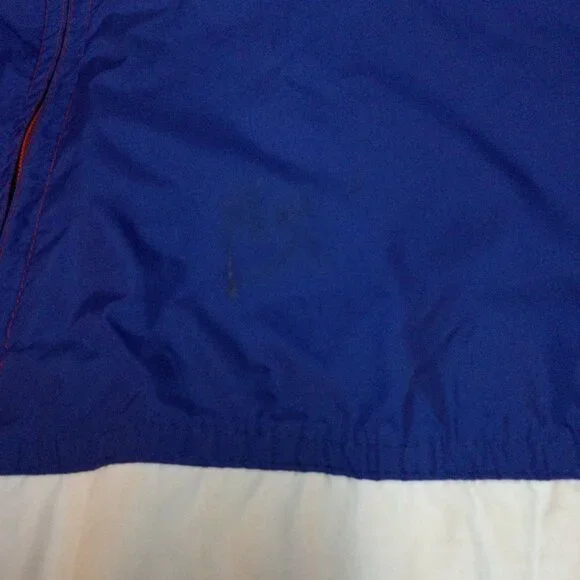 Vintage Woolrich Mens Red Blue Nylon Windbreaker Jacket Hidden Hood Size L - Picture 7 of 11